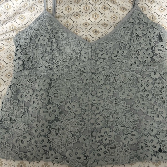 Tops - Floral Lace Camisole Top - light blue
